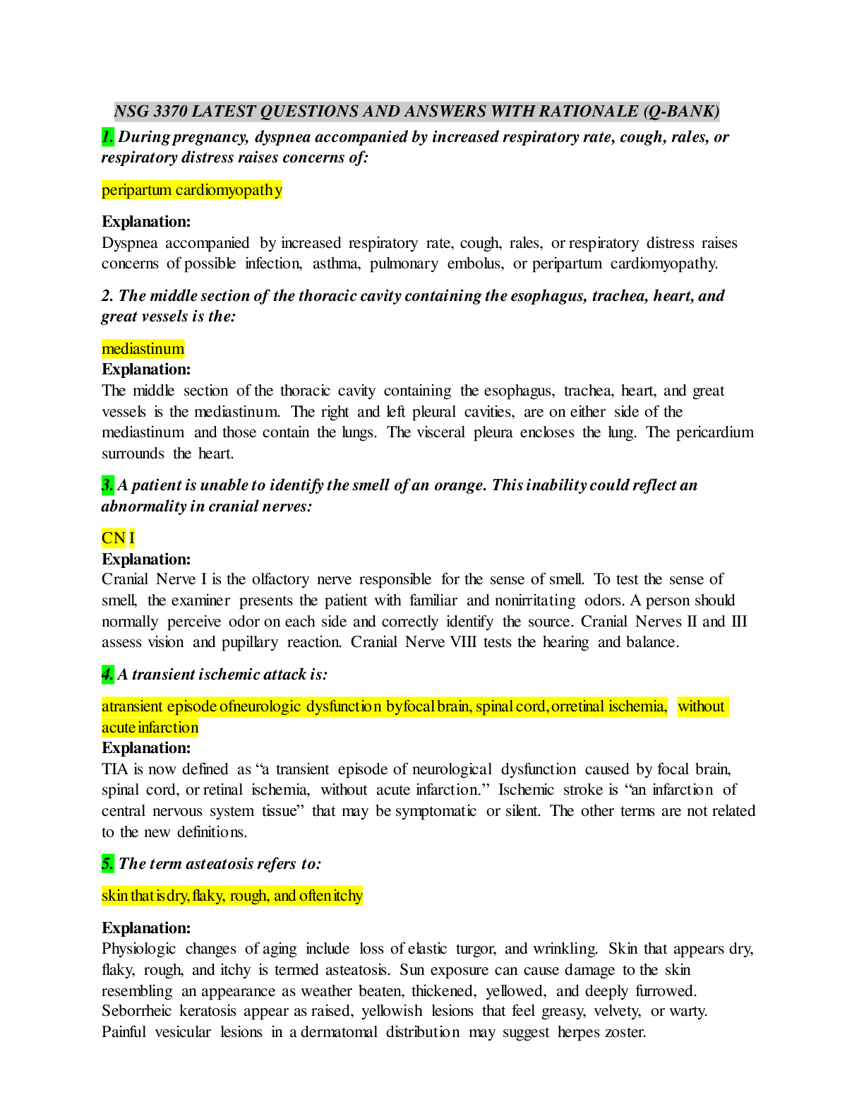 Preview image for NSG 3370 LATEST QUESTIONS AND ANSWERS WITH RATIONALE (Q-BANK)